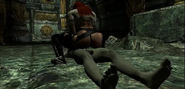  Elena Riding a Dark Elf in Skyrim 3D Animated Porn